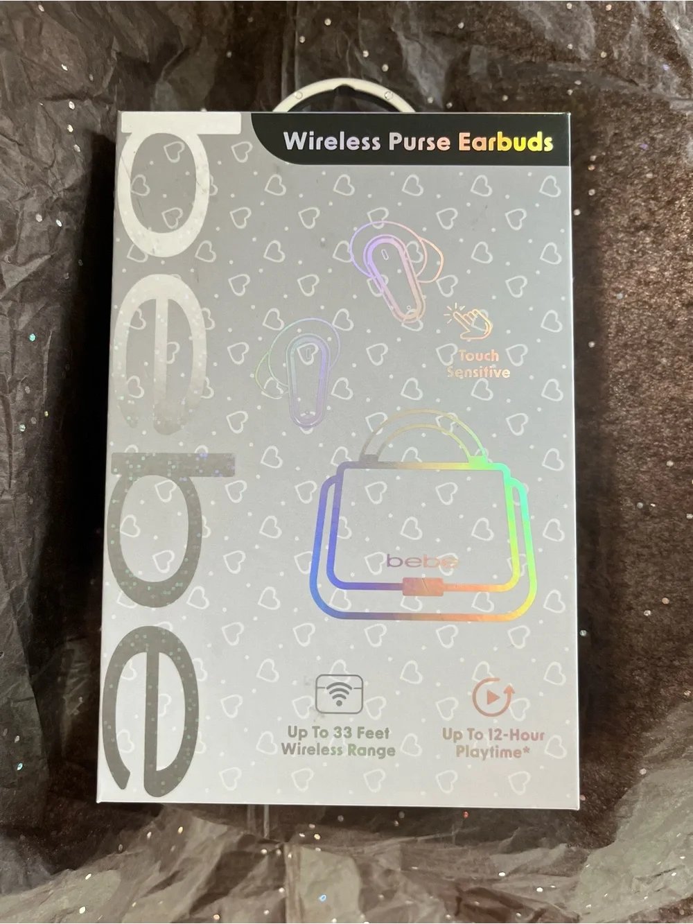 Bebe Wireless Earbuds w/ Matching White Purse Charging Case NIB